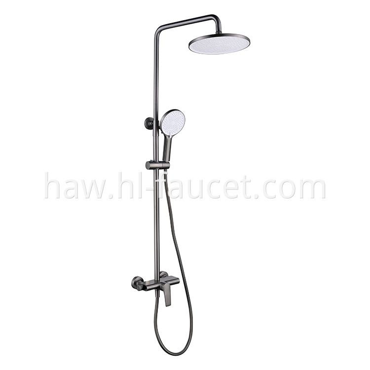 High End Gun Gray Rain Shower Head Set